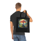 Enchanted Frog Mushroom Forest Scene Art Black product type